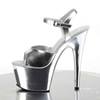 Pleaser - ADORE709 Ankle strap sandal, Pole dance shoes - Pole dance shoes - Silver coloured Product image